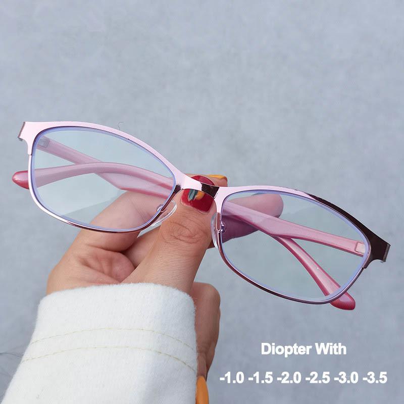 

Sunglasses Student Myopia Glasses Frame Women Elegant Vintage Anti Blue Light Near Sight Glass Men -1.0 To -6.0 Degree Myopic EyewearSunglas
