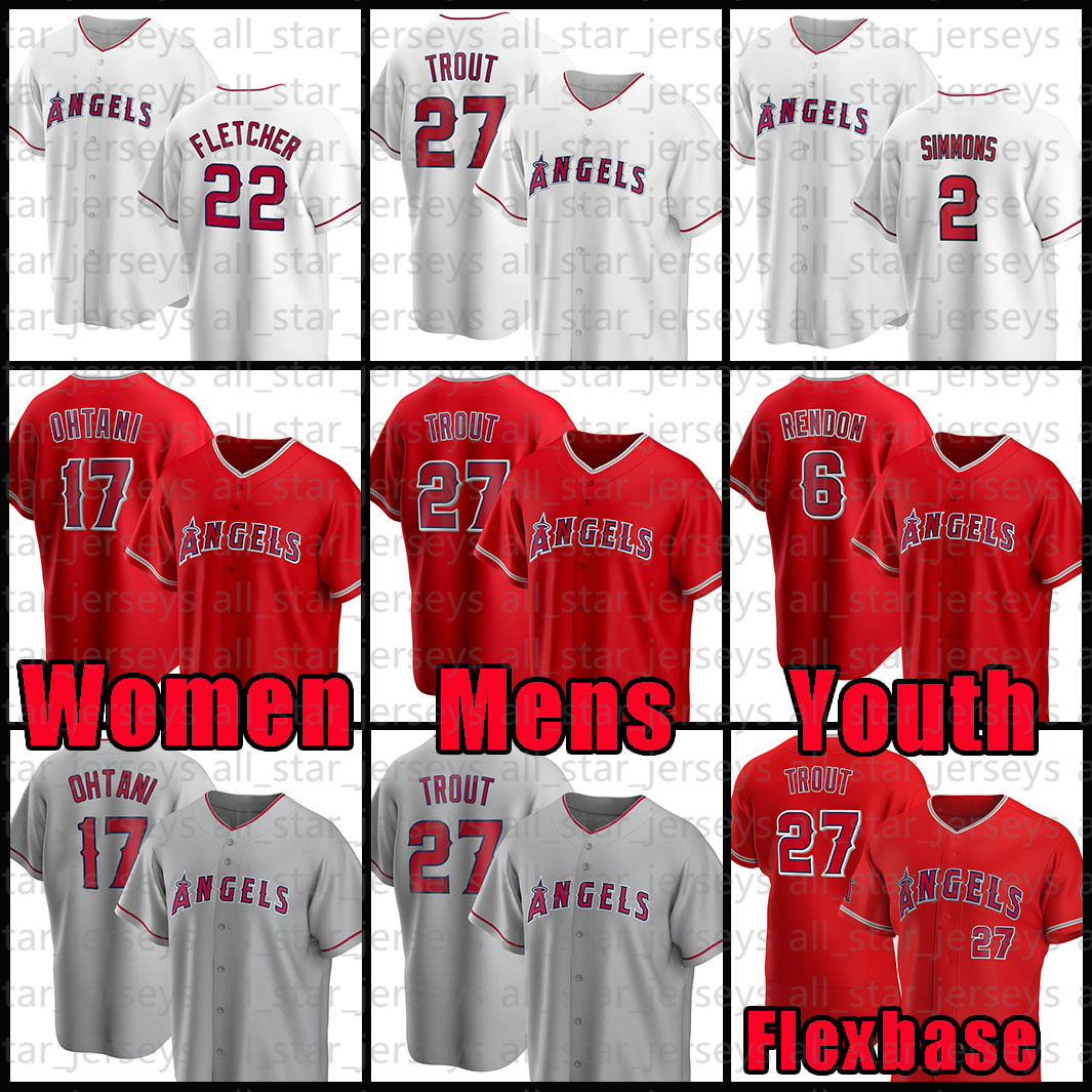 

27 Mike Trout 17 Shohei Ohtani Los Baseball Jersey Angeles 2022 Angels Anthony Rendon Noah Syndergaard David Fletcher Jack Mayfield Luis Rengifo Jo Adell Marsh Upton, Youth(size:s-xl)tianshi