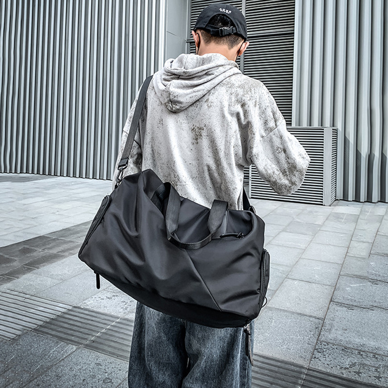 

2022LU-1010 men and women high quality fashion households run yoga travel bag dry and wet separation large capacity leisure bag, Black