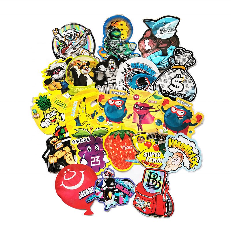 

unique shape die cut 3.5g irregular Mylar bags Sole Satchel Design hologram smell proof zipper packaging runtz herbal arcade Resealable Flower pacakge wholesale