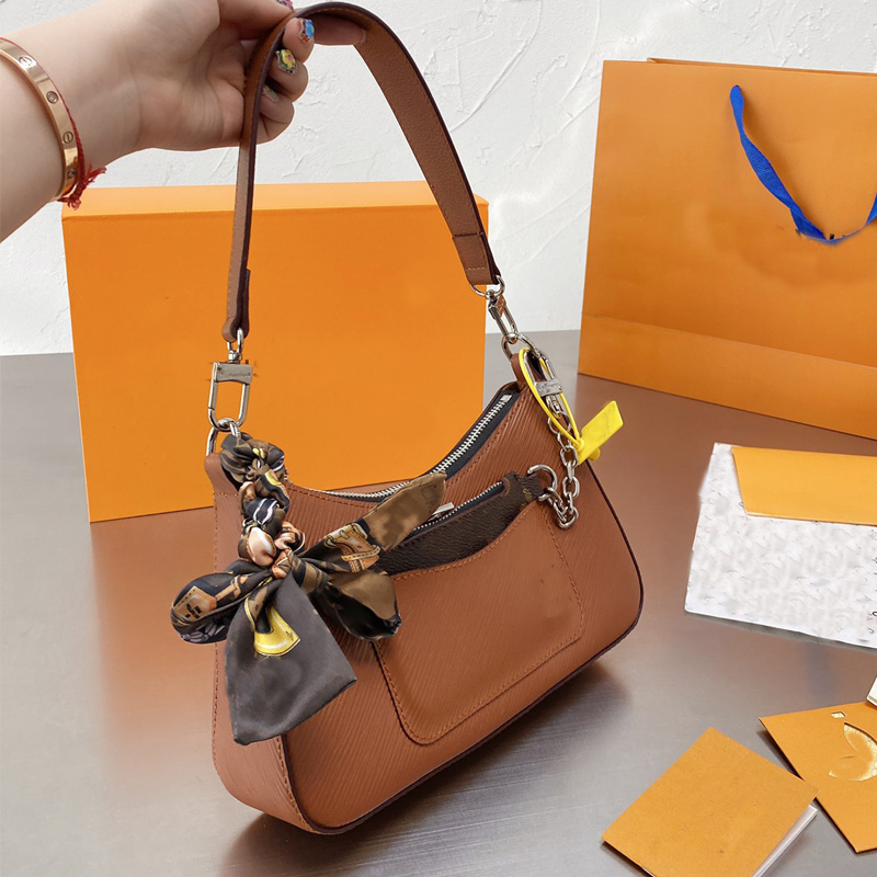 

Underarm Shoulder Bag Crossbody Bags Women Handbag Purse Wave Pattern Genuine Leather Detchable Canvas Pocket Removable Top Handle Totes