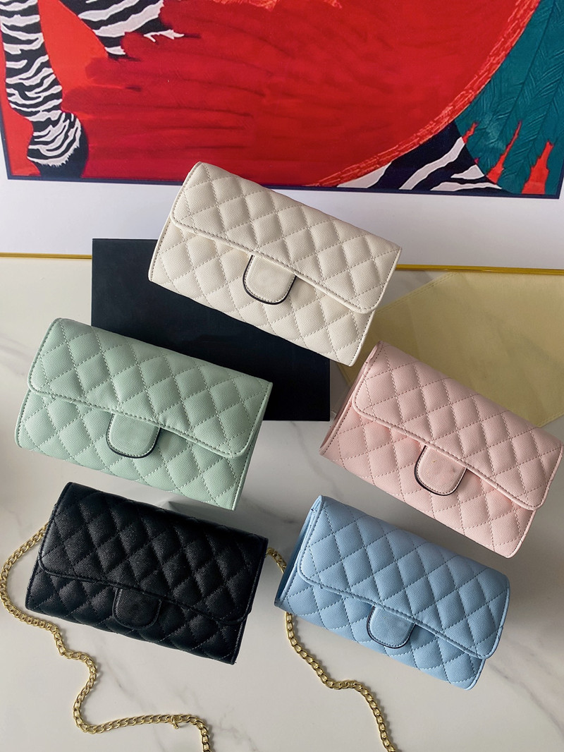 

Designers handbag bag Purse Chains Cross Body Caviar Shoulder Bags Clutch Bags Flap PU leather Double Letters Solid Hasp Diamond Lattice, Green