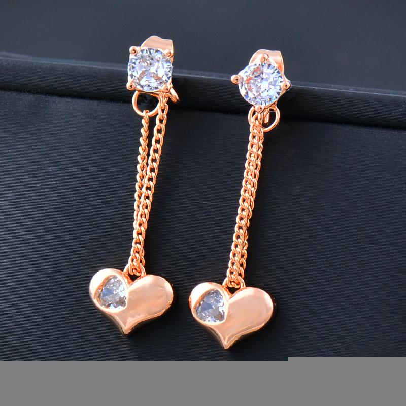 

Dangle & Chandelier Romantic Heart Long Pendant 585 Rose Gold Color Drop Earrings For Women Cubic Zirconia 2022 Trend ZD1 SSPDangle
