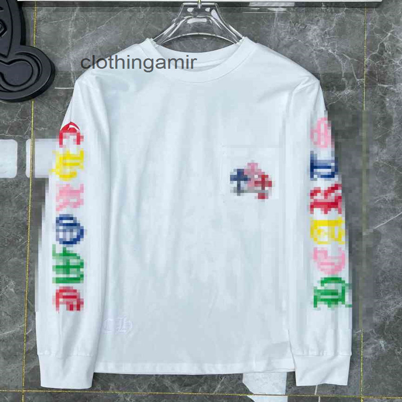 

Hearts 2022 chROMee Street HEArts Tide Ch Crowe' Heart Cross Group Japan Limited New Colorful Leisure Long Sleeve T-shirt 8587, White