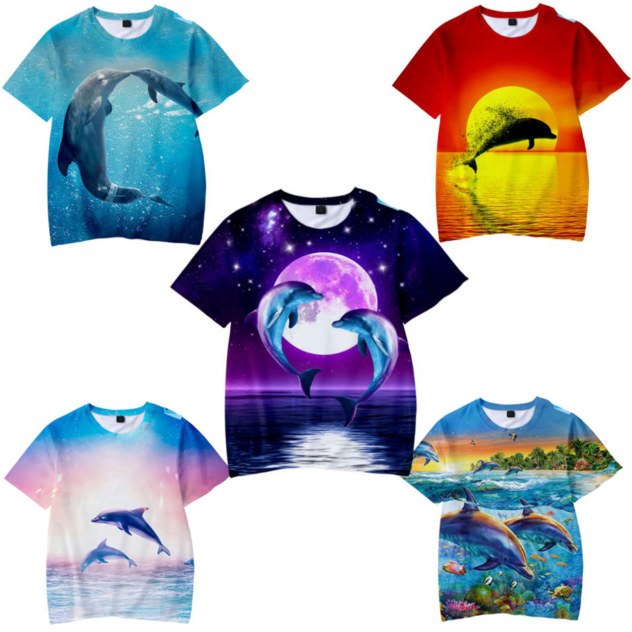 

Animal Dolphin 3D Print T Shirt Women Men Boys Girls Kids Summer Fashion Short Sleeve Funny Tshirt Graphic Tees Streetwear, 001