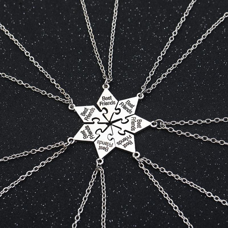 

Pendant Necklaces 4 5 6 7Pcs/Set Unisex Multi-person Splicing Chain Necklace Friendship Chokers Friends Gift Jewelry