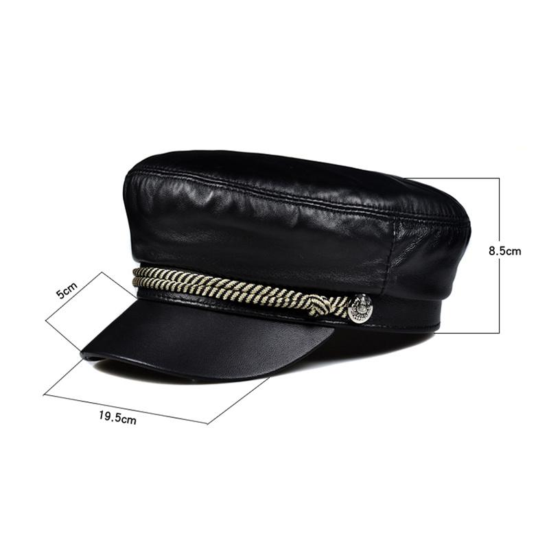 

Berets Top Flat Cap Casual Anti-sweat Breathable Sun Shade Portable Real Leather Hat Headwear Outdoor Sportswear Accessories, Black