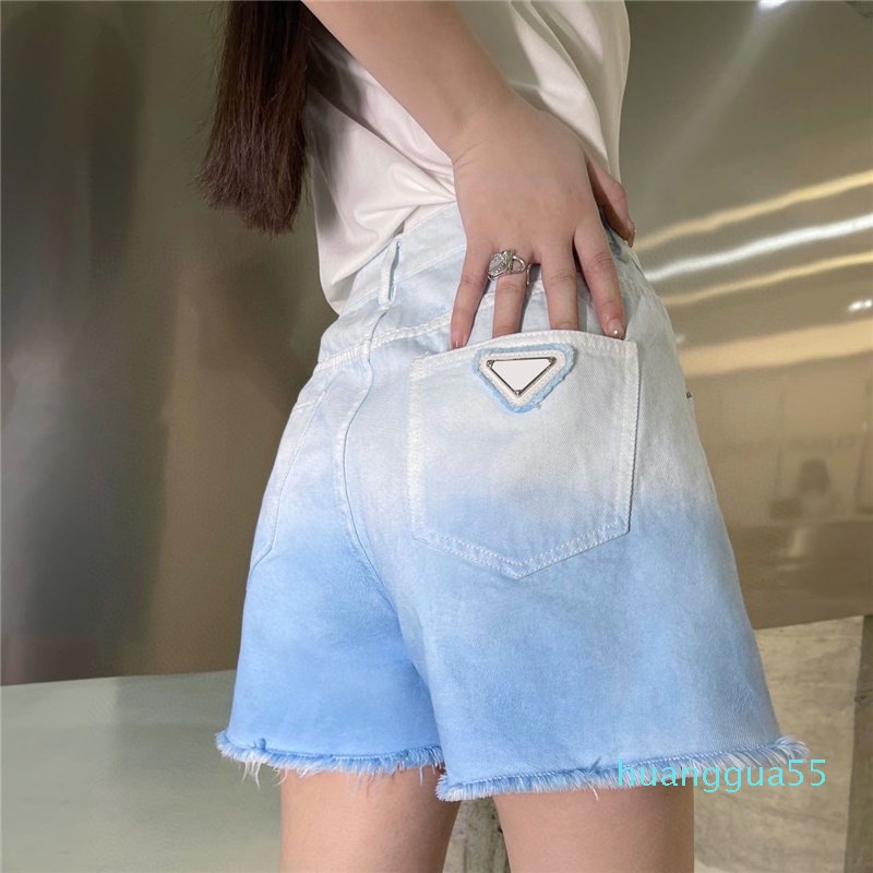 

Designer Womens Shorts Pants With Triangle Badge Fashion Ladies Denim Short Summer Casual Pant Clothes For Women, Blue
