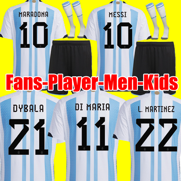 

Top thailand Argentina soccer Jersey Fans and player version 2022 DYBALA AGUERO Maradona football shirt 22 23 Men Kids sets uniform with socks, Men away