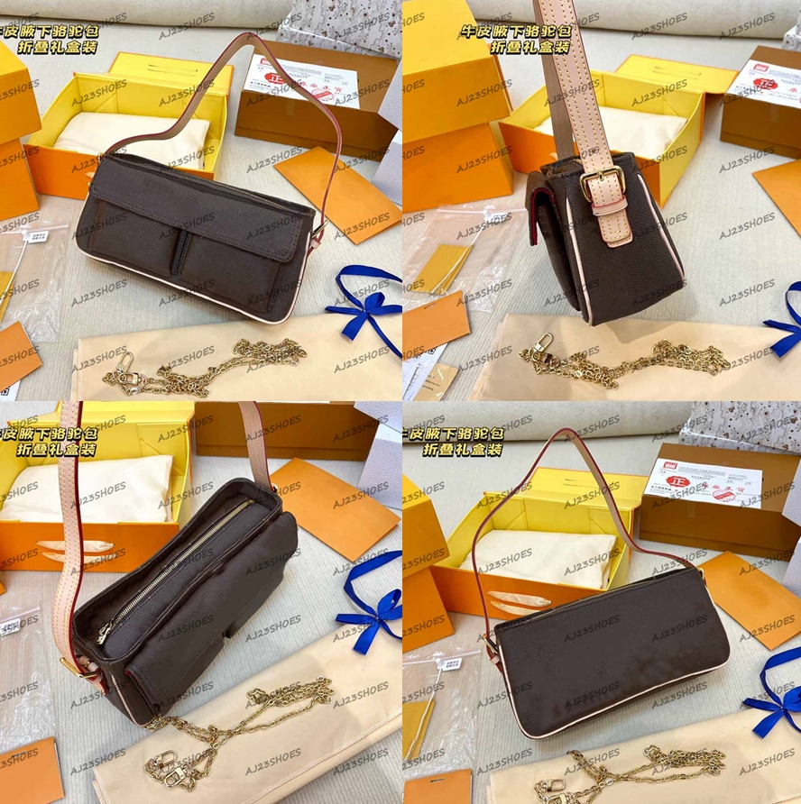 

Vintage camel Bags Womens Luxury Designer Hobo Double Front Pocket Monograms Fashion CrossBody Lady Shoulder Handle bag, 01