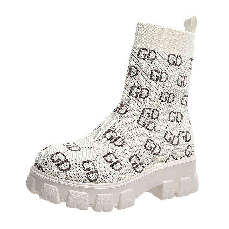 

2022 New Women Boots Slip On Western Ankle Boots Platform Knitted Ladies Autumn Socks Boots for Women Fashion Female Booties Y220729, Packing bag