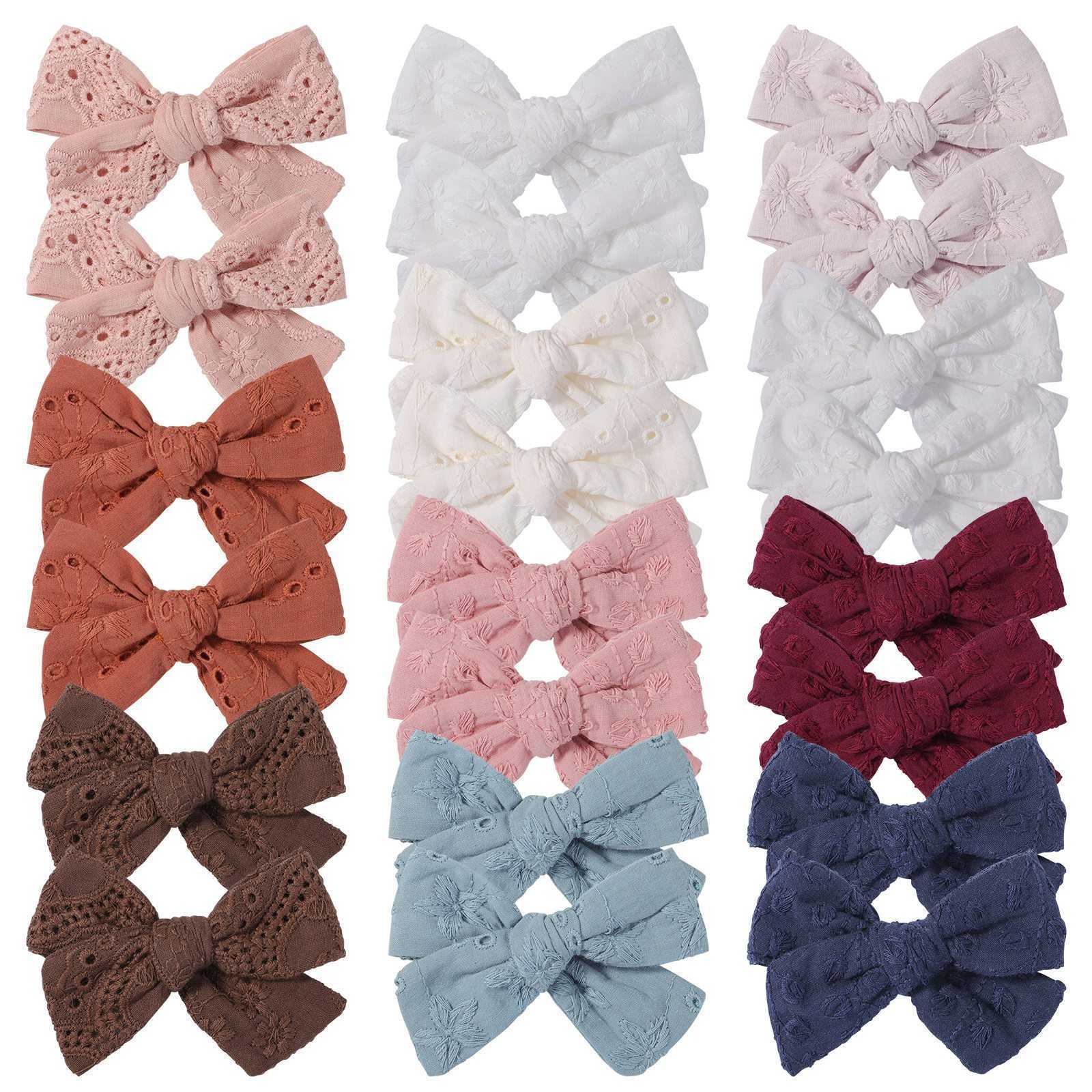 

New children's Embroidered Cotton bow hairpin multicolor flower girls lovely bow hairpin 2612