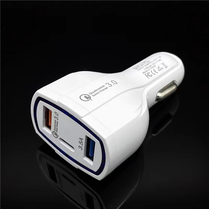 

35W 7A 3 Ports Car Charger Type C And USB adapter QC 3.0 With Qualcomm Quick Charge 3.0 Technology For Mobile Phone GPS Power Bank Tablet
