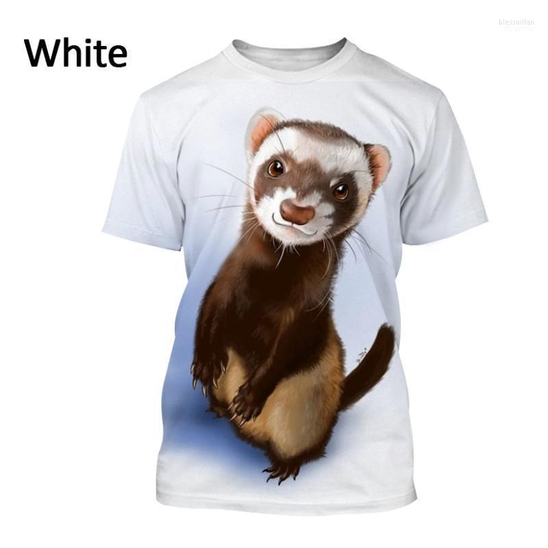 

Men's T-Shirts Unisex Round Neck Personality T-shirt Cute Animal Ferret 3 D Printing Ladies Summer Breathable Casual T-shirtMen's Bles22, Beige