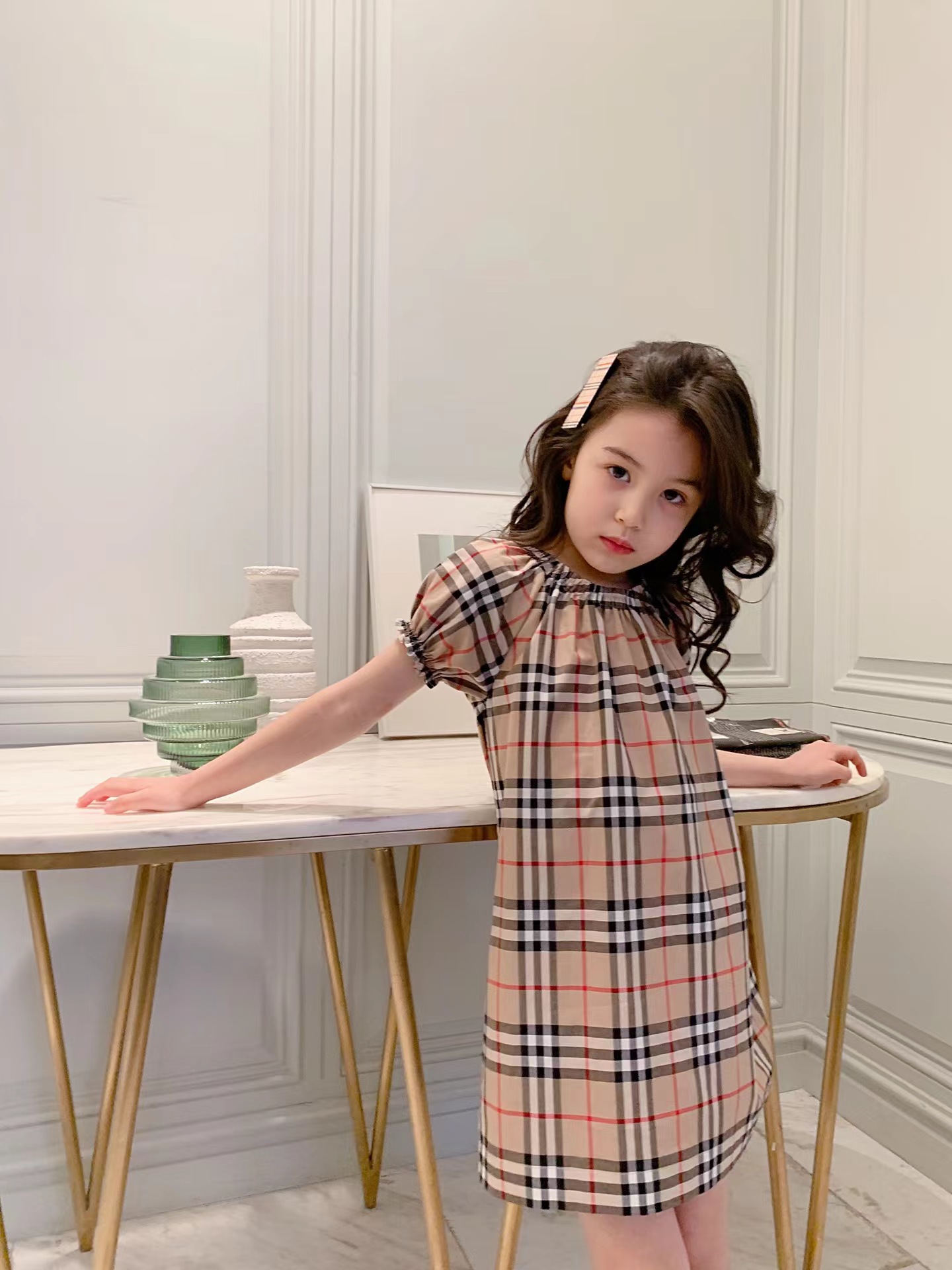 

flower kid summer dresses brown color set 90-160cm fashion designer boutique clothes cotton materials wholesale popular 2022