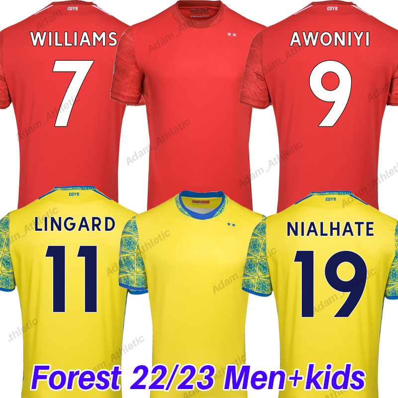 

LINGARD Nottinghams soccer jersey Forester 22 23 AWONIYI NIALHATE WILLIAMS JOHNSON football shirts RICHARDS MANGALA BIANCONE TOFFOLO jersey Men kids kit S-2XL, 22-23 home+epl