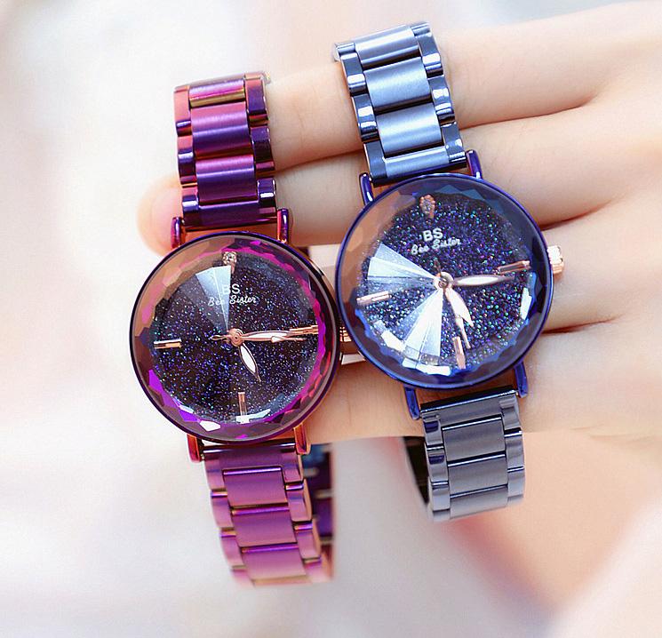 

Wristwatches Arrivals Luxury BS Brand Lady High Quality Bule Crystal Bracelet Watch Women Blue Diamonds Rhinestone Bangle