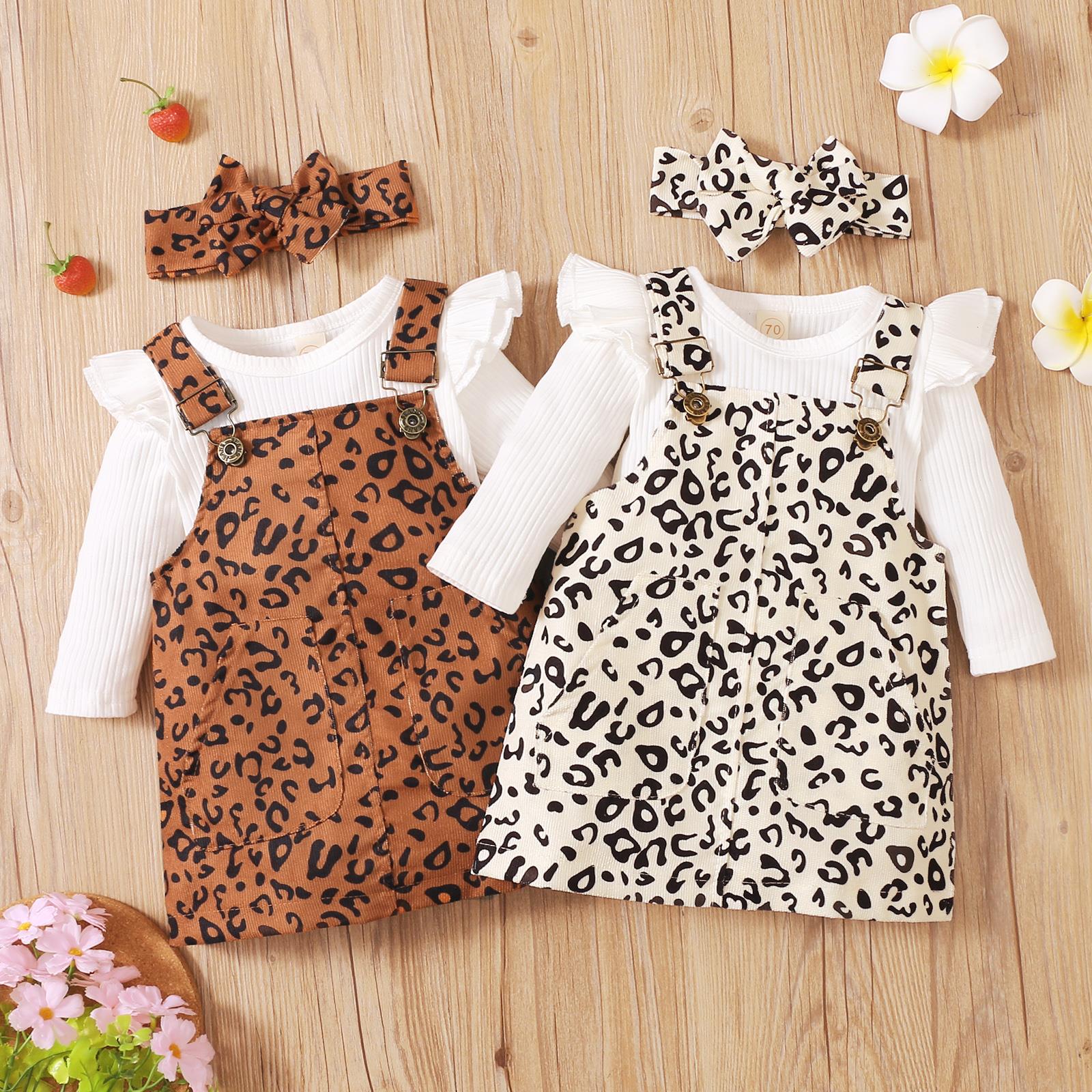 

0-18m Autumn Baby Girls Clothes Set Newborn Infant Girl Ruffles Romper Corduroy Pocket Skirts Overalls Clothing
