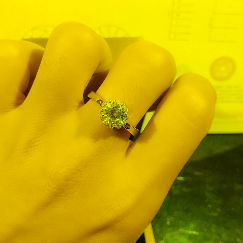 

Cluster Rings Real Moissanite Luxury Sun Flower Ring 1 Diamond Lotus Women Fancy Wedding Sterling Silver Jewelry Include BoxCluster