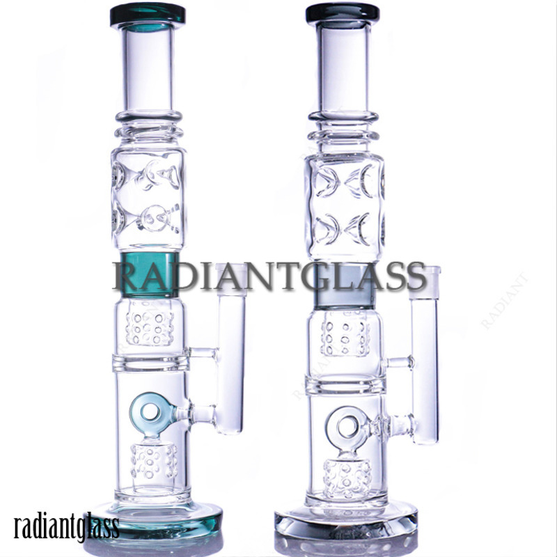 

Hookahs Giant 15.4"Glass bong Whistle sugar perforate and birdcage perc water pipe dab rig