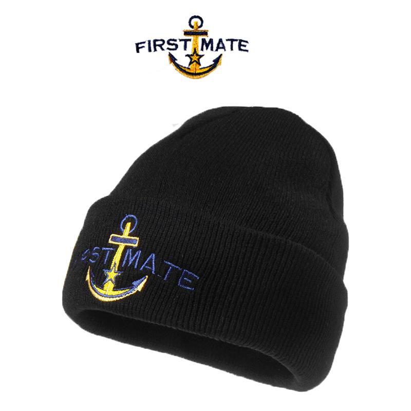 

Berets Beanie FIRST MATE Embroidery Knitted Hats For Winter Women's Hat Girl Autumn Female Caps Warmeradies Zzm016Berets, Black