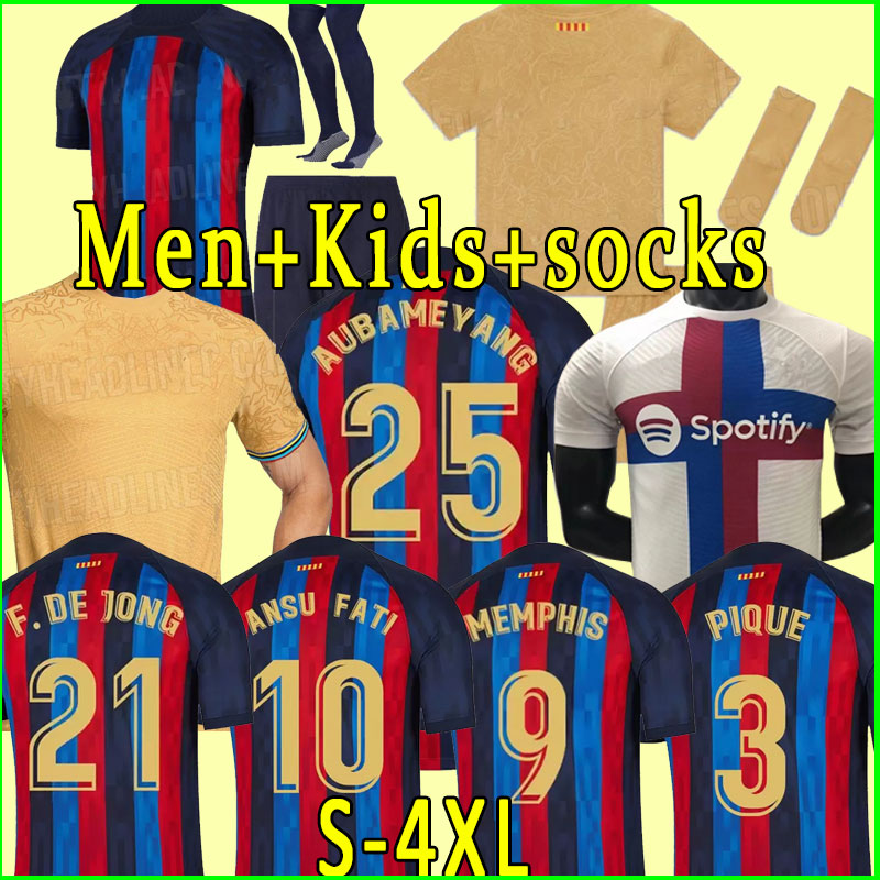 

ANSU FATI Camisetas de football soccer jersey 21  23 MEMPHIS PEDRI Kun Aguero ADAMA FERRAN 2021 2022 2023 barcelona GRIEZMANN F. DE JONG DEST shirt men kids kit socks, Away