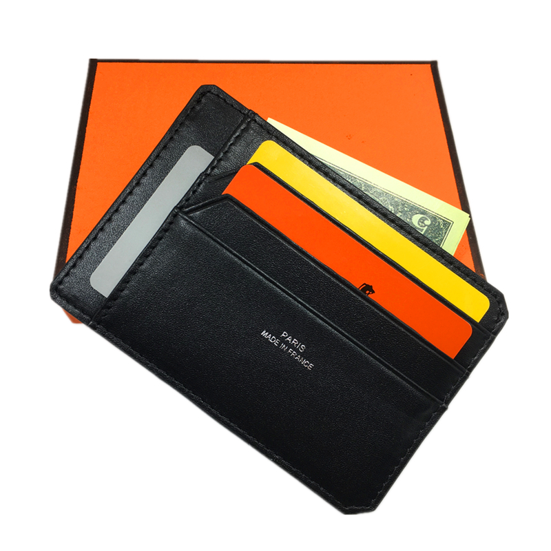 

Rfid Blocking Credit Card Holder Driving License Wallet Black Genuine Leather Bank ID Card Case Business Men Slim Pocket Bag Purse Pouch, With out box
