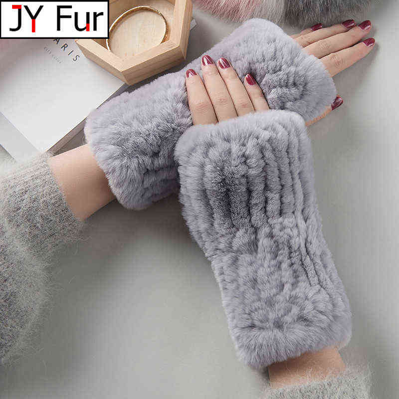 

New Arrival Female Natural Rabbit Fur Gloves Knitted Warm Real Rex Rabbit Fur Mittens Women Winter Outdoor Rex Rabbit Fur Gloves T220730