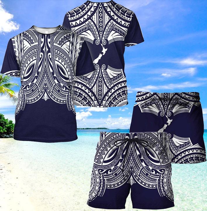 

Men' Tracksuits ZEALAND MAORI Tshirt Short Combo Beach Set Men Summer 3D Print Sleeve Casual Mens Sweatsuit -2Men, T shirt