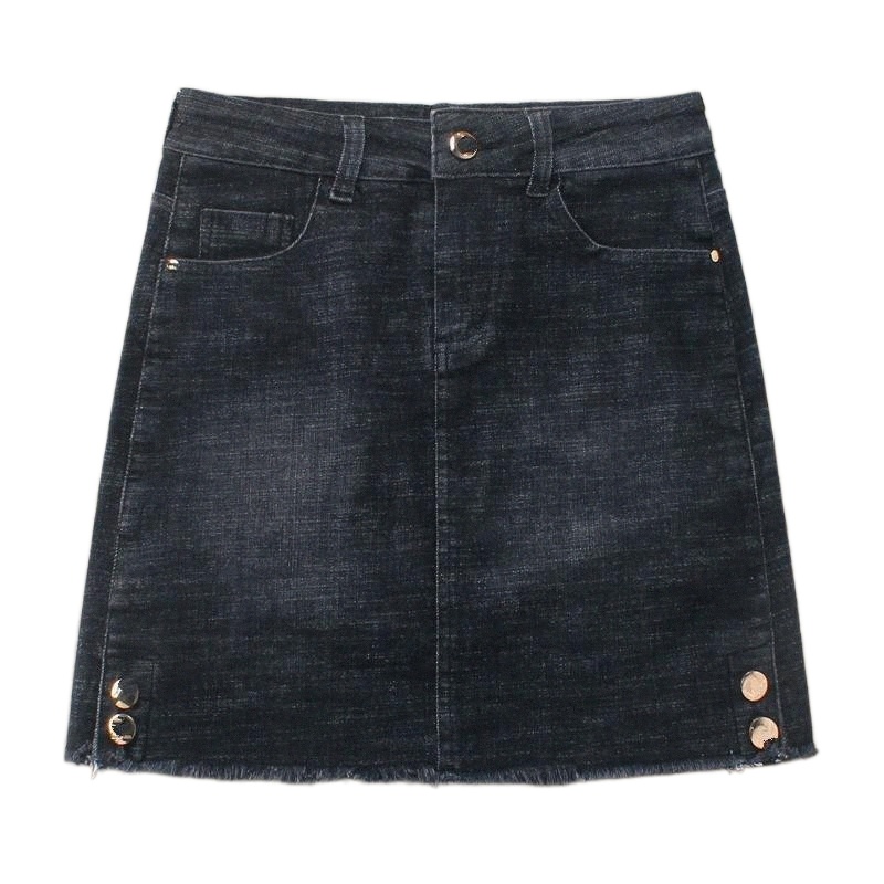 skirts Spring Summer Elegant Women High Waist Slim Black Denim Skirt Sexy Pockets Jeans A-line U4NQ#-image-790130182