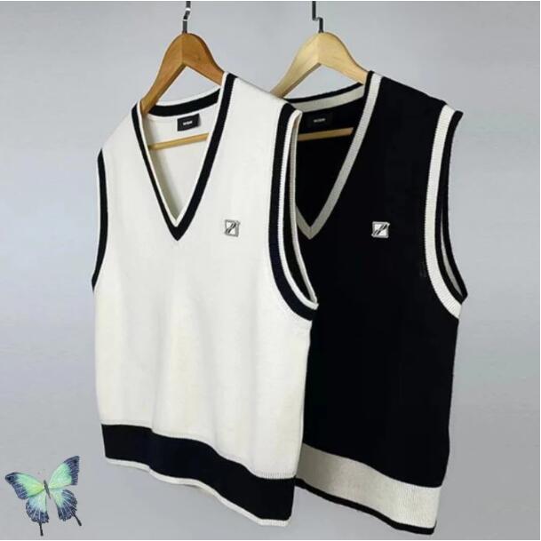 

Wool Sleeveless Vest Knitted Sweater Men Women Patchwork Plus Size Sweaters