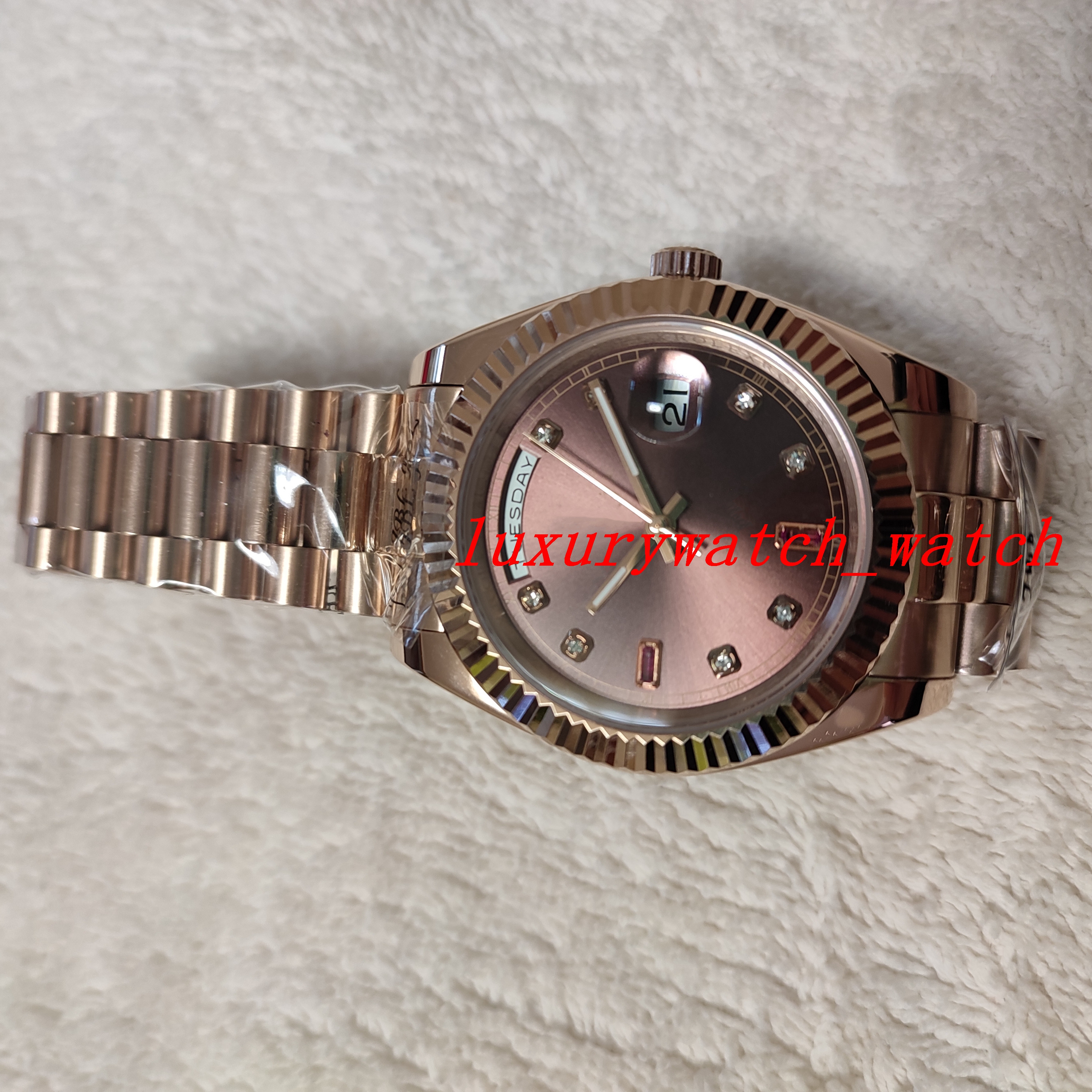 

Man watch Stainless Steel Bracelet 41mm Chocolate Diamond Ruby Dial Everose Gold 218235 Chodrp Automatic Mechanical Man Watch Wristwatch with luminous, Custom waterproof