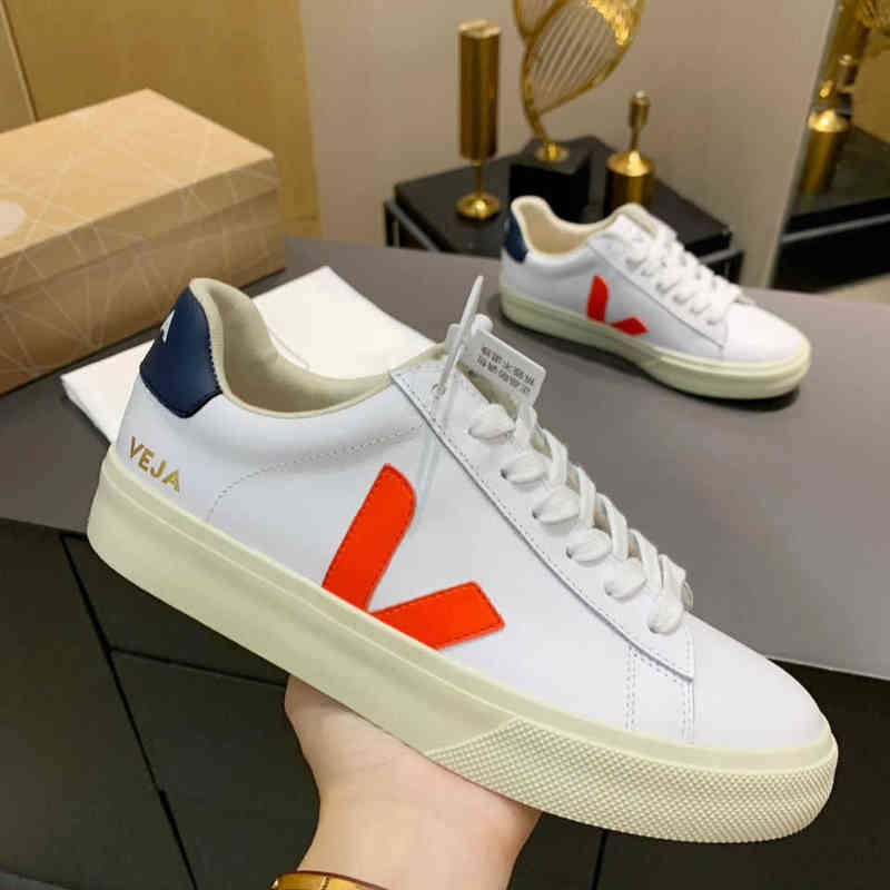 

WholesaleOriginal VEJA Campo Womens Sneakers Men's Classic White Shoes Unisex Fashion Couples Veja Shoes Vegetarianism Style, Red