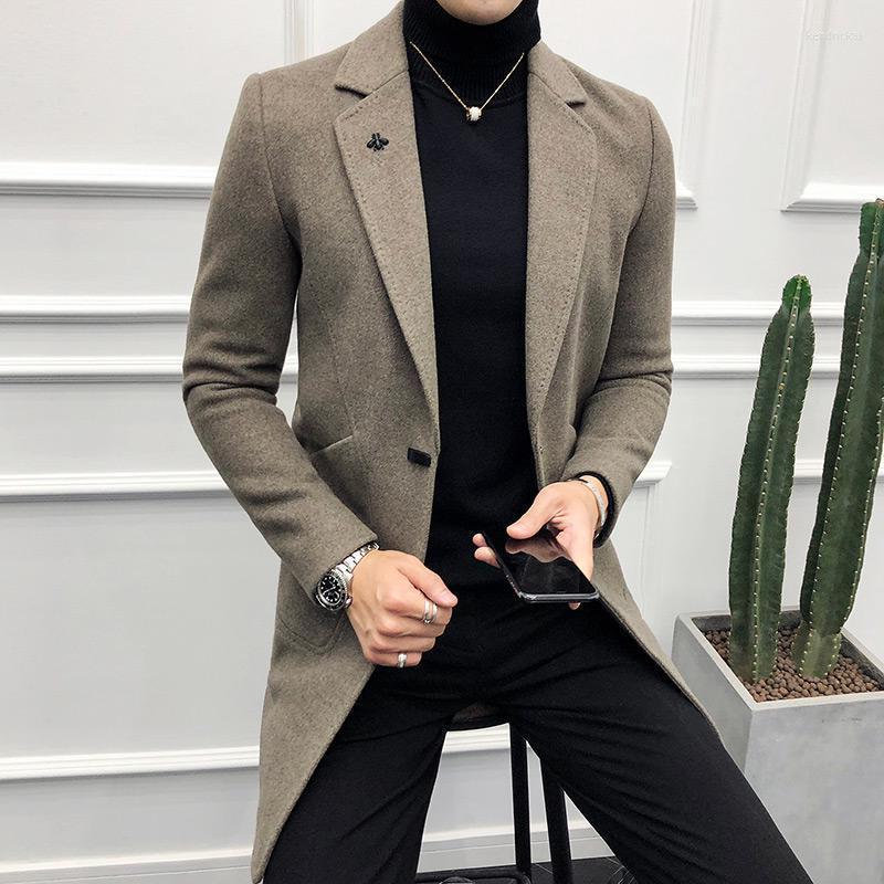 

Men's Trench Coats 2022 Winter Wool Coat Men High Quality Casual Long Brand Single Breasted Warm Woolen Overcoat Male Jackets Sale Kend22, Black