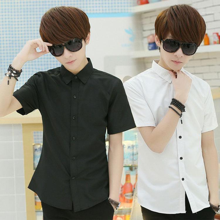 

Men's Casual Shirts 2022 Summer Candy Colored Short Sleeve Shirt Korean Personality Metrosexual Wholesale Stalls, Black