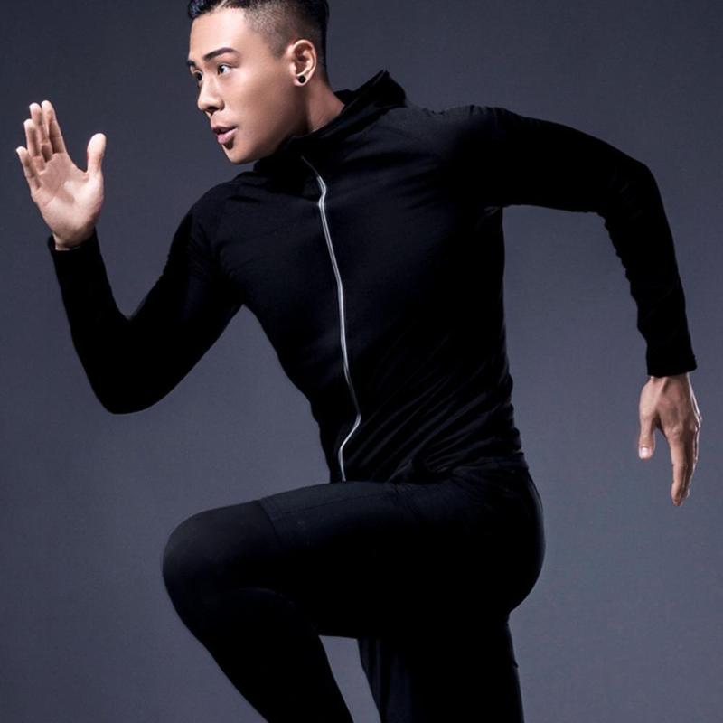 

Men's Jackets Men's Coat Solid Color Reflective Zipper Slim Casual Jogging Jacket Fitness Lightweight Breathable For ExerciseMen's, Black