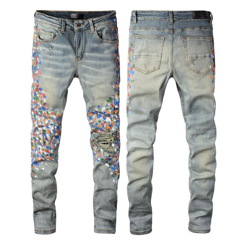 Jeans de designer pour hommes skinny hop slim hop déchiré avec trou de street street