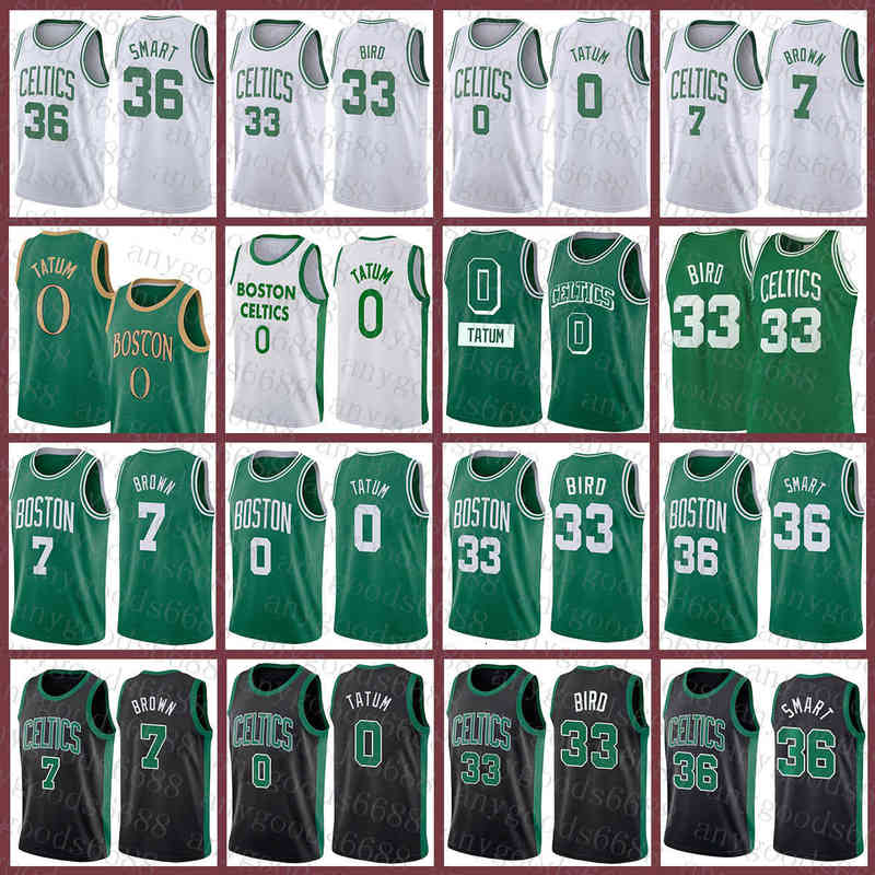 

Bostons Celtices Basketball Jersey 7 36 Jayson Tatum Larry Bird 2021 2022 New 0 33 Jaylen Brown Marcus Smart Gold