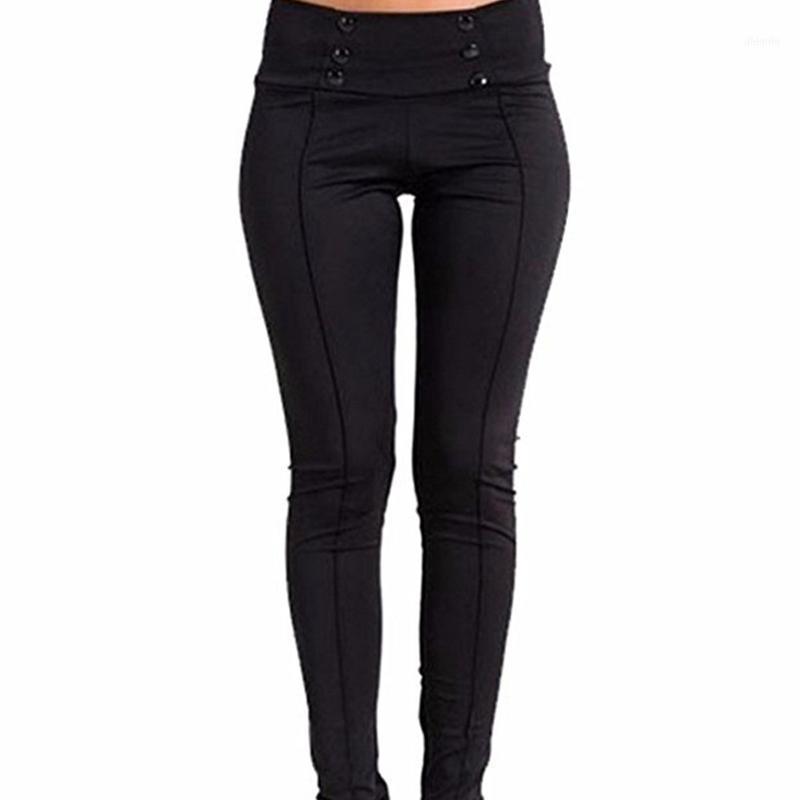 

Women' Leggings NORMOV Fashion Womens Pencil Pants High Waist Solid With Pockets Buttons Workout Color Skinny, White