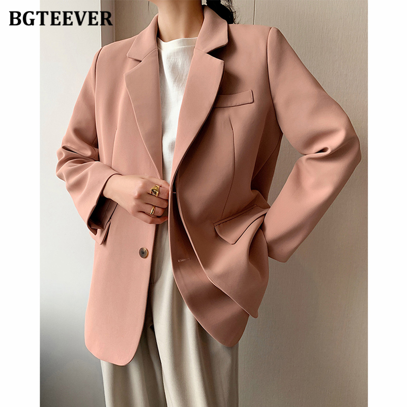 

2021 Spring Autumn Solid Jacket Women Suits Single-breasted Pink Blazer Office Ladies Formal Blazer Female Outwear