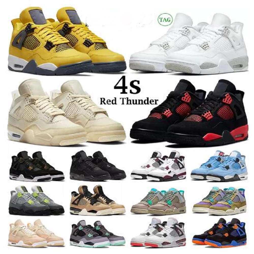 

2022 basketball shoes men women 4s jumpman Red Thunder Black Cat White Oreo Desert Moss What The Taupe Haze Shimmer Royalty mens trainers sports sneakers, # 49