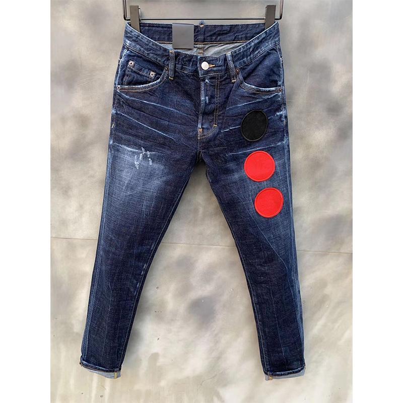 

D2 Mens jeans Rips Stretch blue Jeans italy style Slim Fit Washed Motocycle Denim Pants Panelled Hip HOP Dsquare 2 DSQUAREDs DSQ2s DSQs vqV, 021