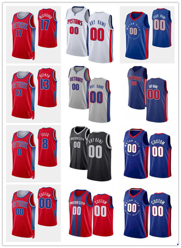 

75th Custom Jersey Detroit''Pistons''Men Women youth 24 Jamorko Pickett 13 Kelly Olynyk 17 Rodney McGruder 8 Trey Lyles Basketball Jerseys, Color