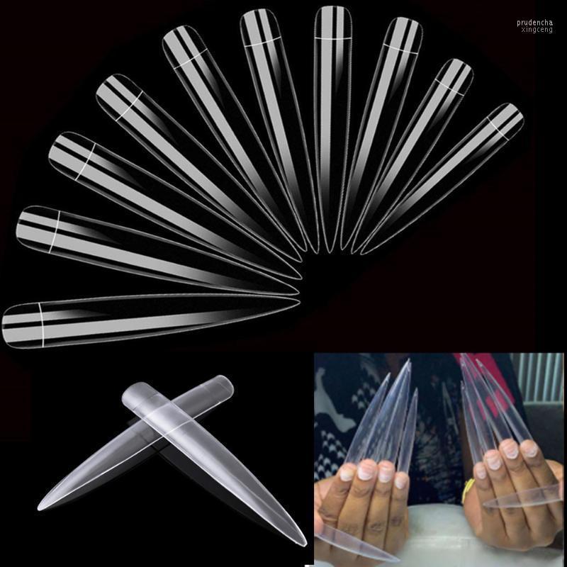 

Makar10Packs X 12pcs XXL Extra Long Stiletto Super Cusp French Salon Nail Tips Clear Color A0066 Prud22, White