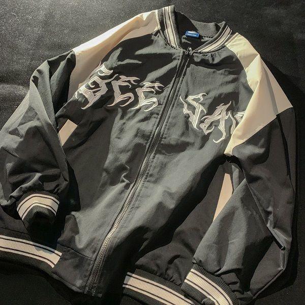 

Women's Jackets Patchwork Baseball Uniform Oversize High Street Hip Hop Jacket Autumn Long Sleeve Zipper College Couple Clothing 2022, Black