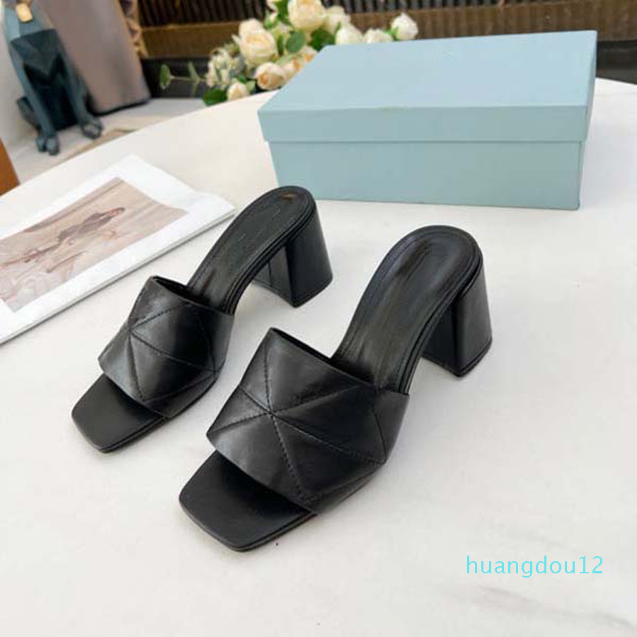 

sandals slippers Genuine Leather slide sandal slipper chunky heels flat heel Flip Flops for women striped Beach causal By shoe02 04, #0