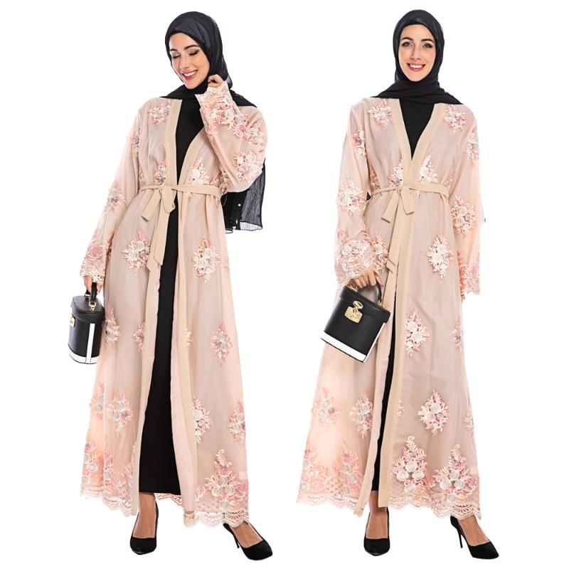 

Ethnic Clothing Dubai Abaya Maxi Dress Kimono Open Cardigan Islamic Jilbab Kaftan Embroidery Elegant Autumn Robe Middle East 2022 Fashion