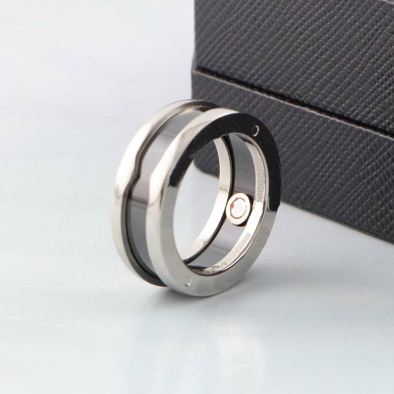 

2022 Rings Titanium Steel Charity Version Engraved B Letter Black Ceramic 18K Gold Narrow Lovers Rings US5-US10