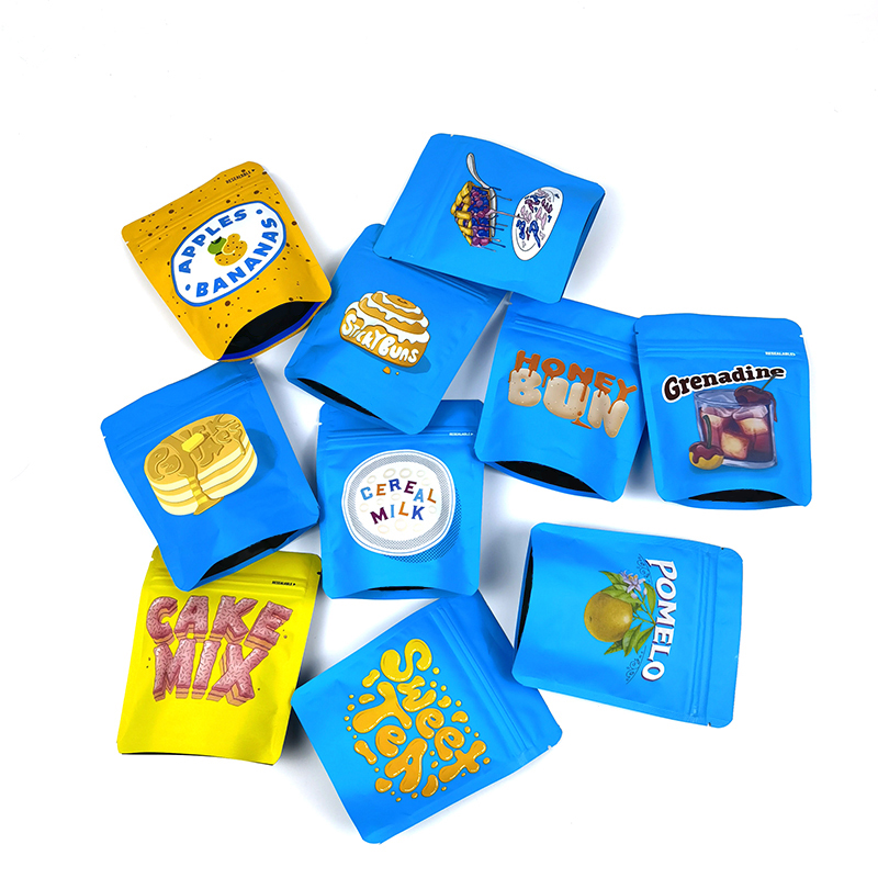 

In Stock Custom Bags Logo Print Matte Soft Touch Smell Proof Packing Mini Zip Lock 3.5g Cookie Mylar Plastic Packaging Bags