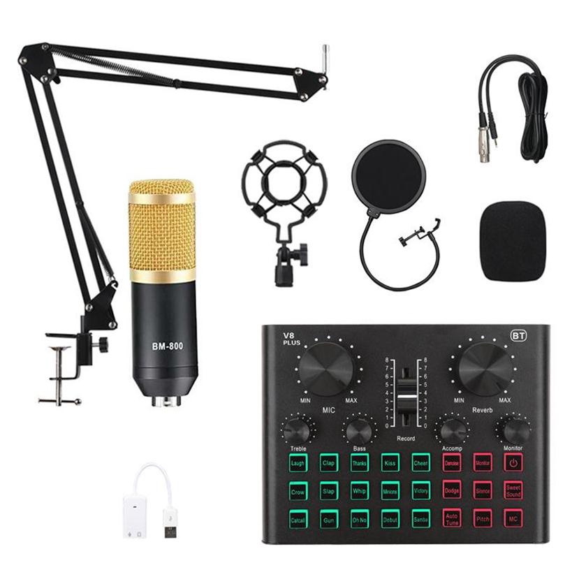 

BM800 Condenser Microphone Bluetooth Sound Card Mixer Audio Recording Live broadcast dj Stand USB Wireless Professional3043